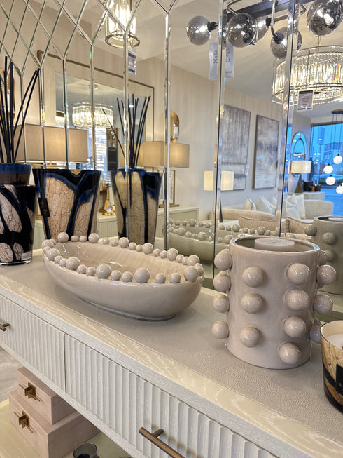 Oval Cream Bobble Bowl